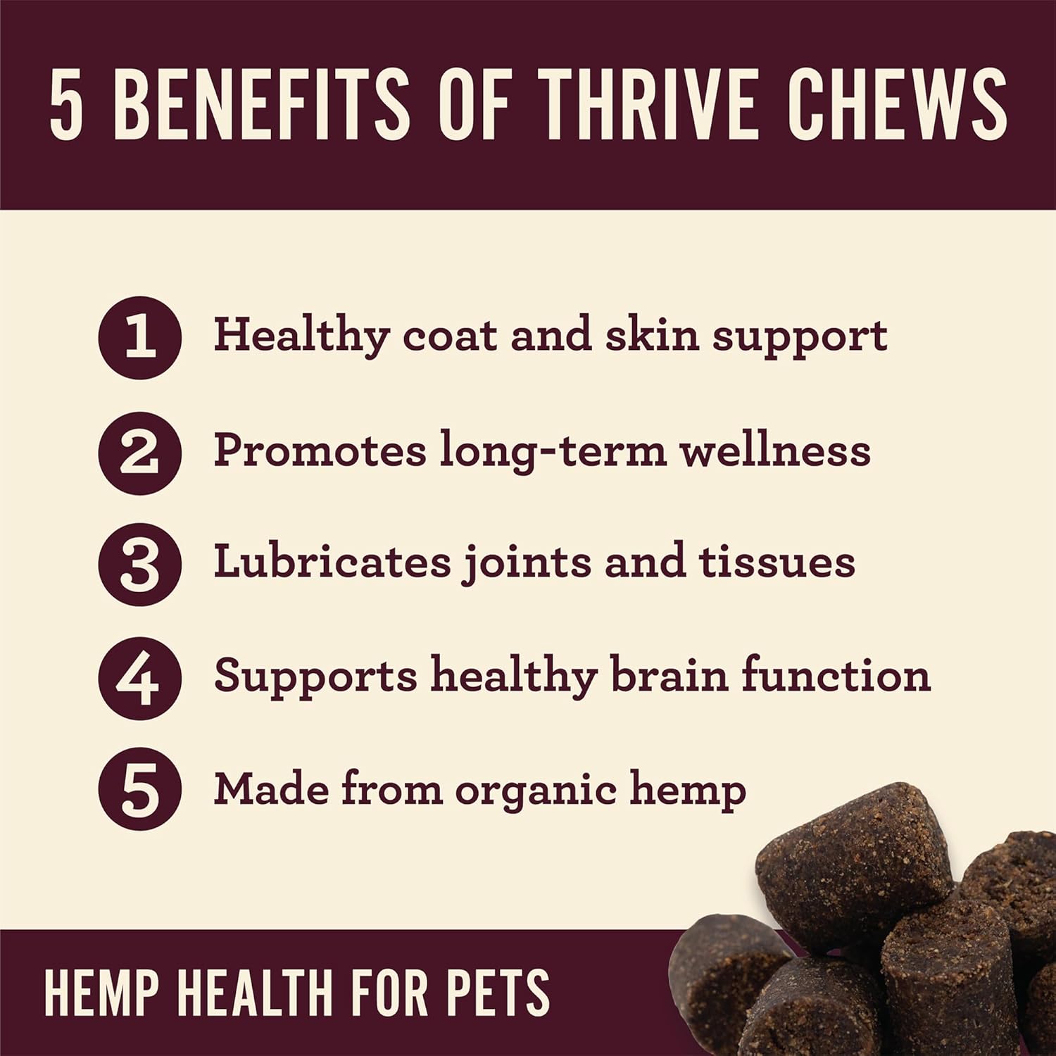 Hemp Well Thrive Chews for Dogs – Support Hip, Joint, and Heart Health, Promotes Immune and Skin Health, Organic. – 8 Count - Image 5