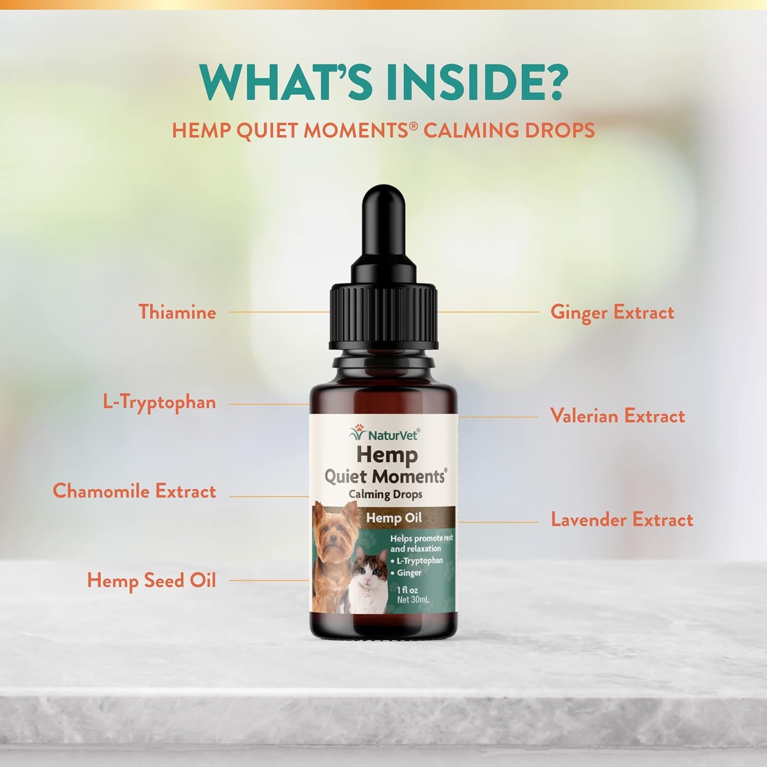 NaturVet Hemp Quiet Moments Calming Drops for Cat, 1oz & Quiet Moments Herbal Calming Spray, 8 Ounce - Feline - Image 4