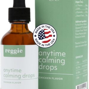 Reggie Anytime Calming Drops for Dogs | Fast-Acting Natural Anxiety Relief with L-Theanine, GABA & Chamomile | Dog Calming Tincture for Stress, Separation Anxiety, Thunderstorms & Travel | 2 fl oz