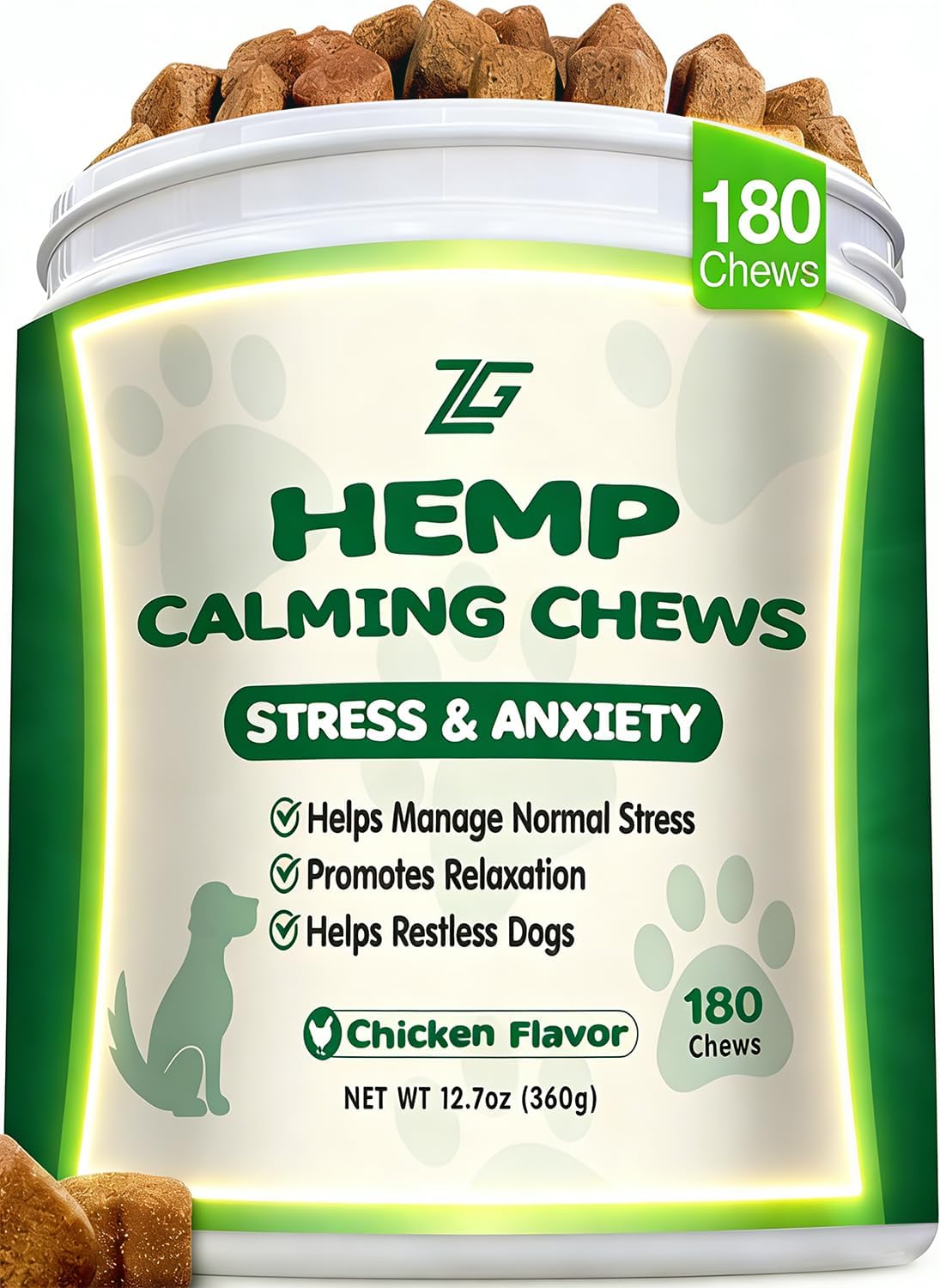 180 Soft Calming Chews for Dogs, Dog Calming Treats, Natural Dog Supplements, Helps with Anxiеty Rеlief, Separation, Barking, Strеss, Fireworks, Travel, Composure,