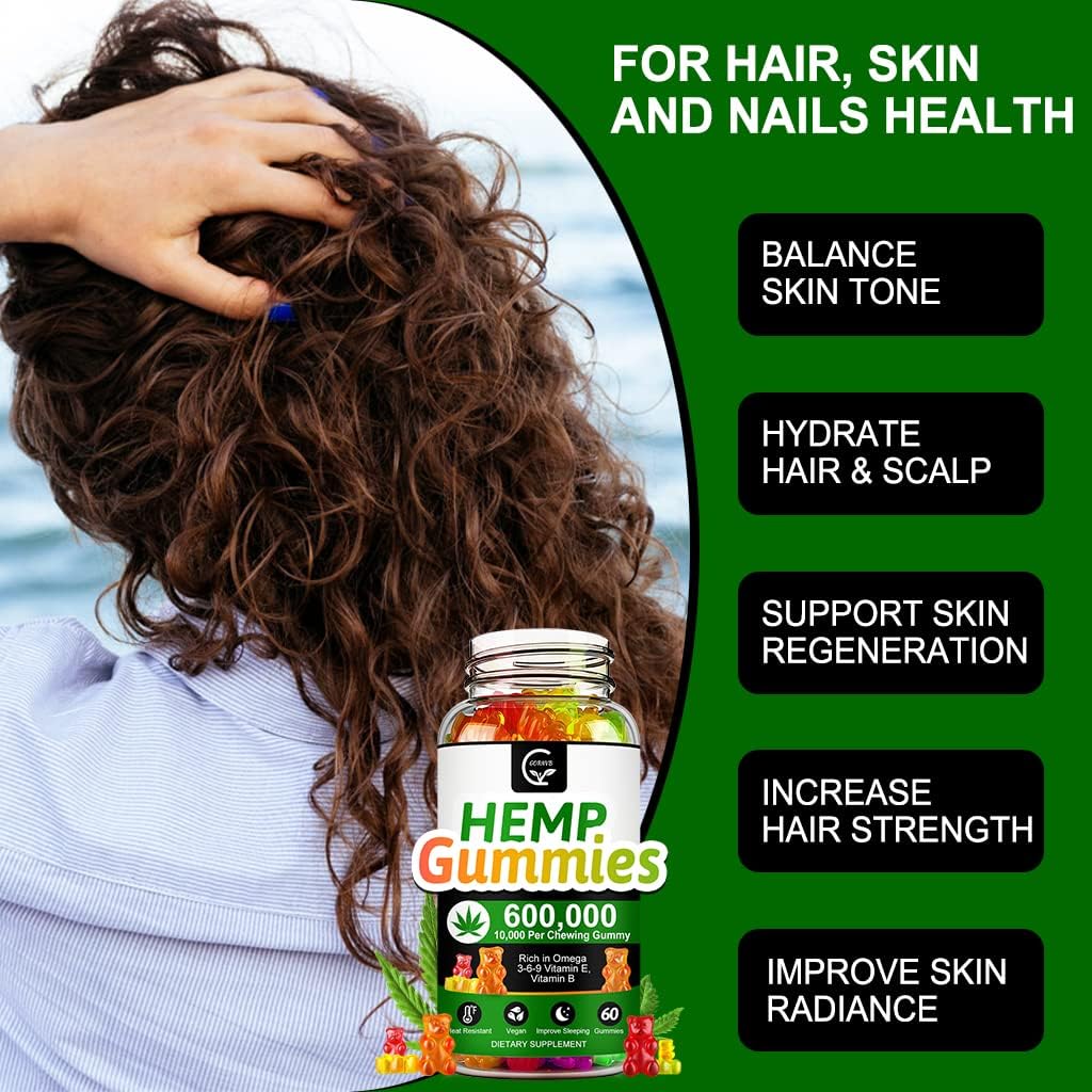 (3 Pack) High Potency Hemp Gummies 600,000 Extra Strength - Stress, Sleep, Mood, Calming, Focus, Relaxation Supplements, 100% Natural Hemp Oil Extract Infused Gummies, Vegan, Non-GMO, Gluten-Free - Image 6