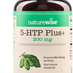NatureWise 5-HTP 200mg Supplement from Griffonia Seeds with Cofactor Vitamin B6 - Mood Support and Natural Sleep Aid for Adults - Delayed-Release, Vegan - 60 Count[2-Month Supply]