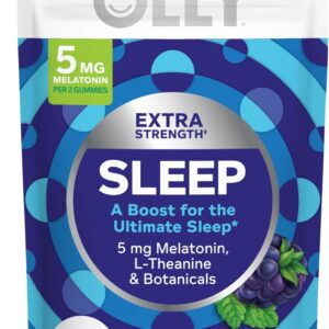 OLLY Extra Strength Sleep Gummy, 5 mg Melatonin, L-Theanine, Chamomile, Lemon Balm Extracts, Sleep Aid, BlackBerry Flavor - 120 Count