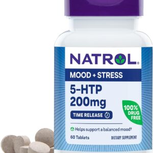 Natrol 5-HTP 200mg Dietary Supplement to Support a Balanced Mood, 60 Time Release Tablets, 60 Day Supply