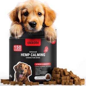 Hemp Calming Chews for Dogs - 150 pcs - for Stress, Travel, Check-ups, Barking, or Grooming - Anxiety Relief with Melatonin - Beef Flavored Calming Treats