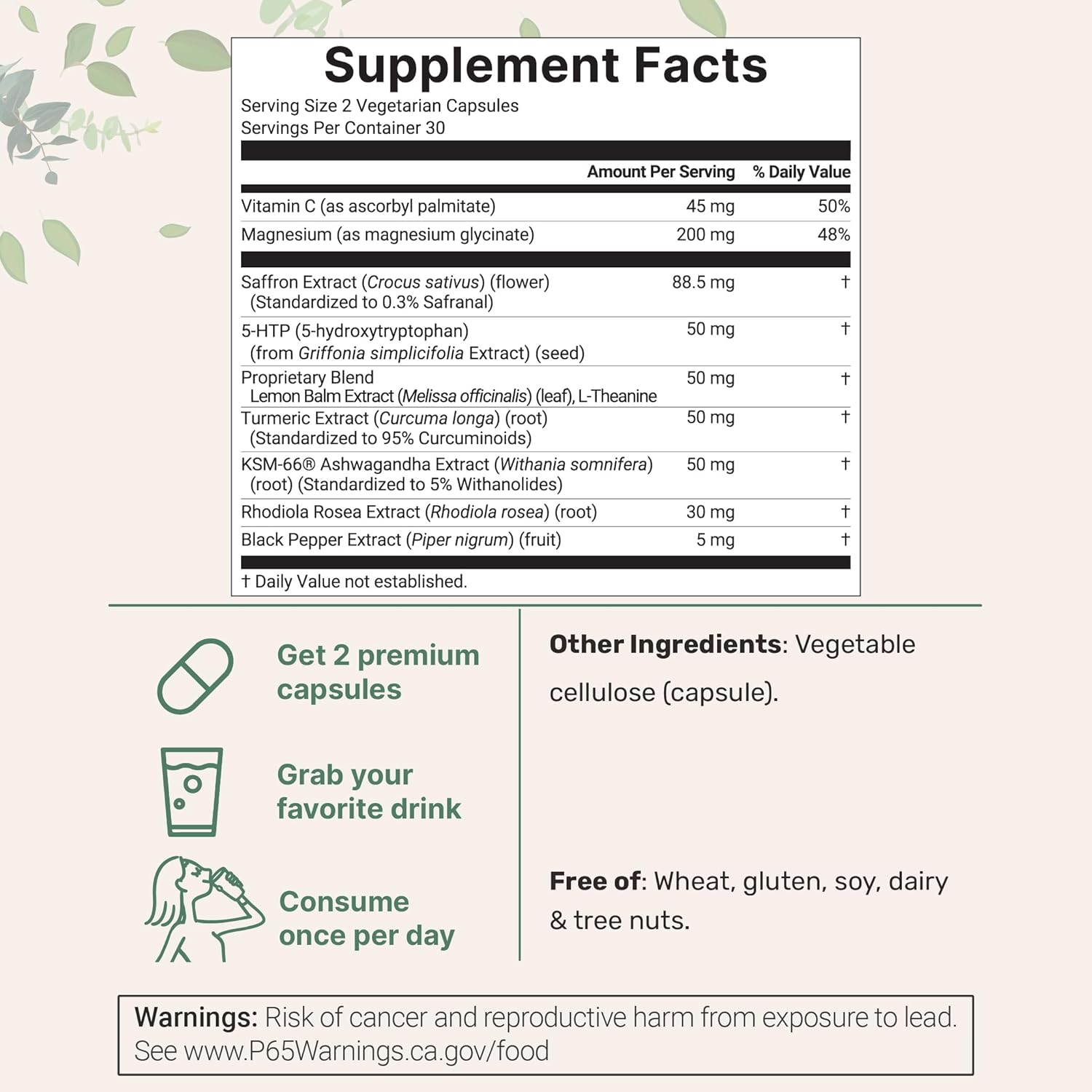 Micro Ingredients Saffron+ Advanced Supplements, 60 Veggie Capsules – 10-in-1 with Saffron Extract, High Absorption Fat-Soluble Vitamin C, Magnesium, Turmeric & KSM-66 Ashwagandha – Filler Free - Image 2