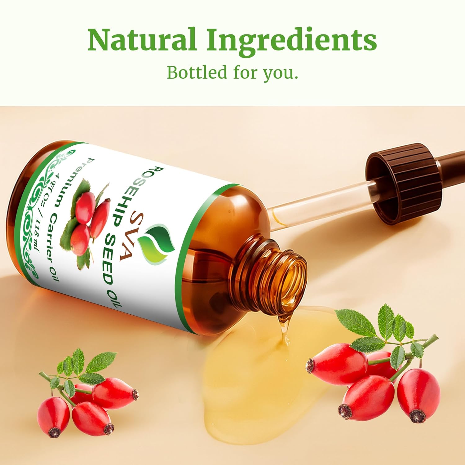 SVA Rosehip Seed Oil - 4 Fl Oz – 100% Natural & Cold Pressed - for Face, Skin Care, Hair Care, Scalp Massage & Body Massage – Carrier Oil with Dropper - Image 8