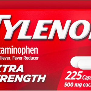 Tylenol Extra Strength Acetaminophen 500 mg Caplets, Fast, Strong Pain Relief, Fever Reducer, Pills for Headache, Backache, Toothache, Minor Arthritis & Menstrual Cramps, Value Size, 225 Count