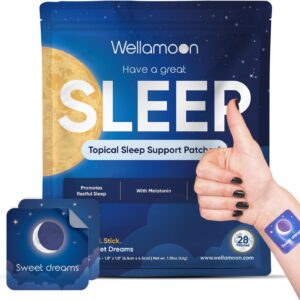 Wellamoon Original Sleep Patches for Adults Extra Strength | Easy-to-Apply Sleep Patch with Melatonin & Valerian | Relax & Wake Up Refreshed | Long-Lasting Night Comfort for Men & Women | 28 Patches
