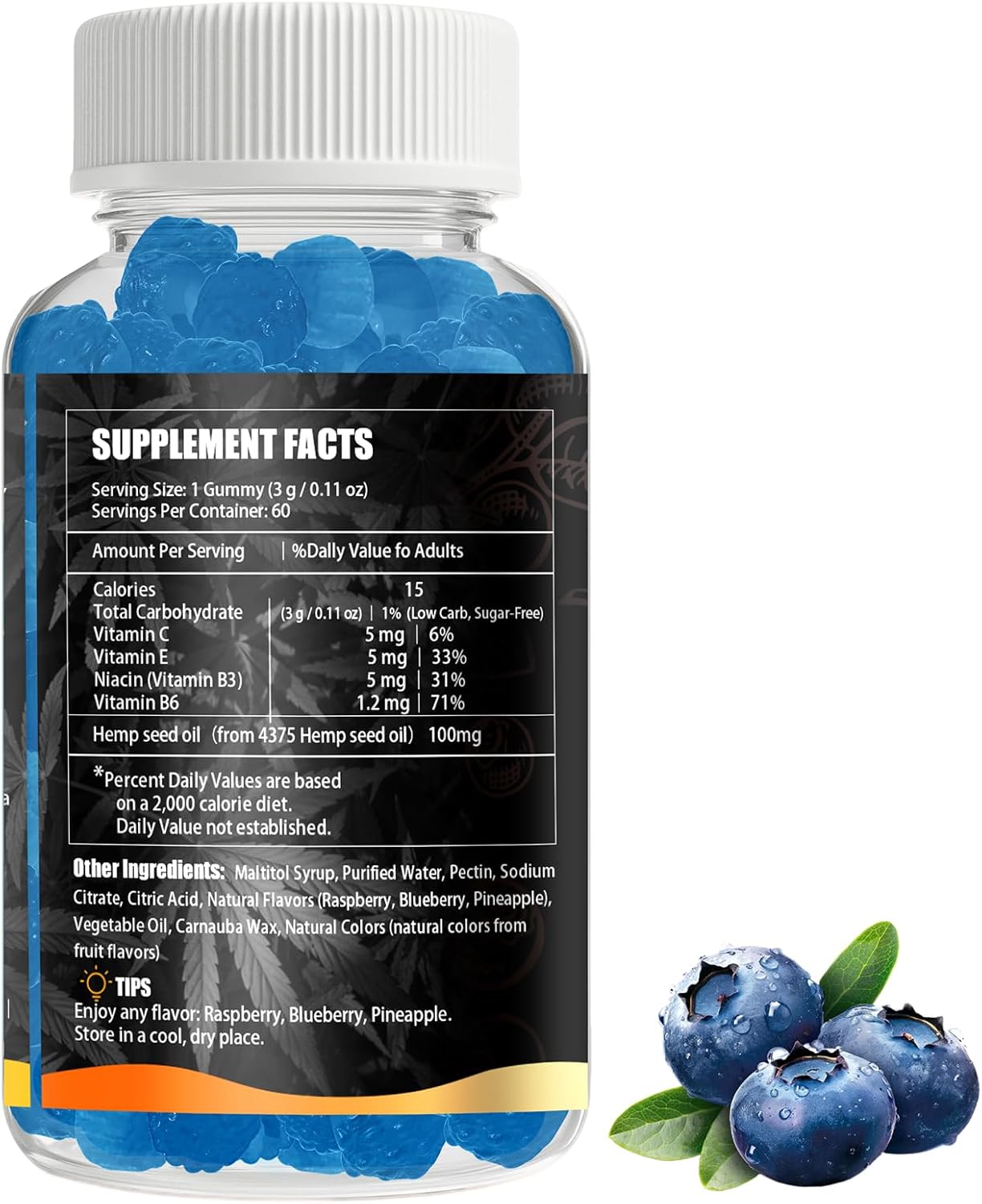 Hemp Gummies for Sleep Pain Anxiety -120 Count Plant Based Natural Hemp Oil Extract Gummy with Omega & Vitamin B for Relaxation and Peace - in a Raspberry Shape (Blueberry Flavor) - Image 8