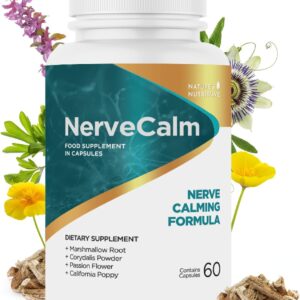 NerveCalm – Natural Calm Supplement | Herbal Blend with Passion Flower, Prickly Pear & California Poppy | Vegan Capsules, Non-GMO, 1 Month Supply | Made in USA