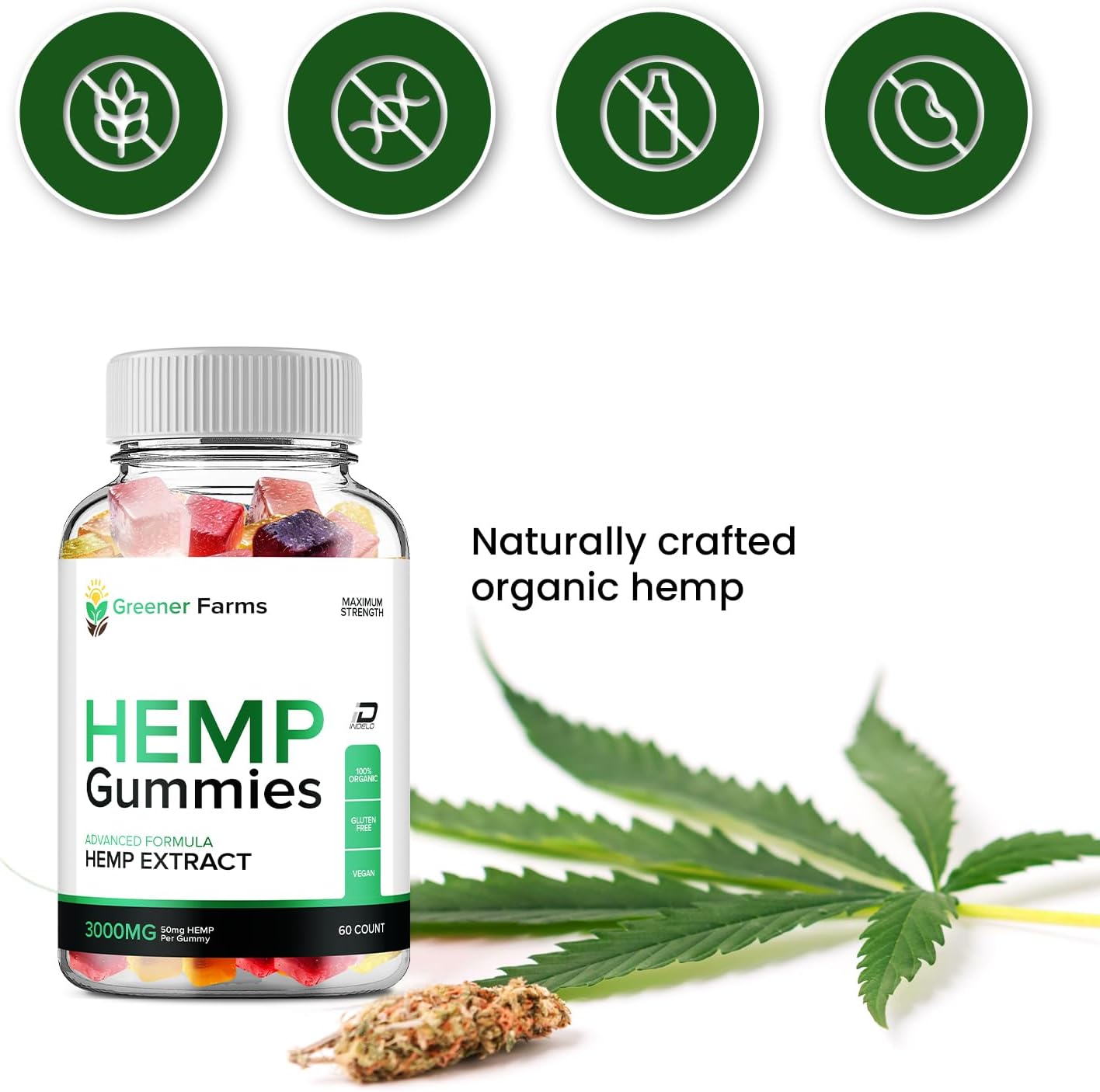 Greener Farms Gummies – GreenerFarms Advanced Formula Hemp Gummies Natural Blend Gummy Reviews (1 Pack - 60 Gummies) - Image 4