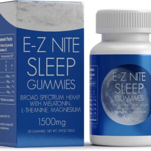 Hemp + Melatonin Sleep Gummies with L-Theanine, Magnesium | Helps You Stay Asleep Longer | Non-Habit Forming Non-GMO, Gluten Free | Strawberry Flavor 50 Count
