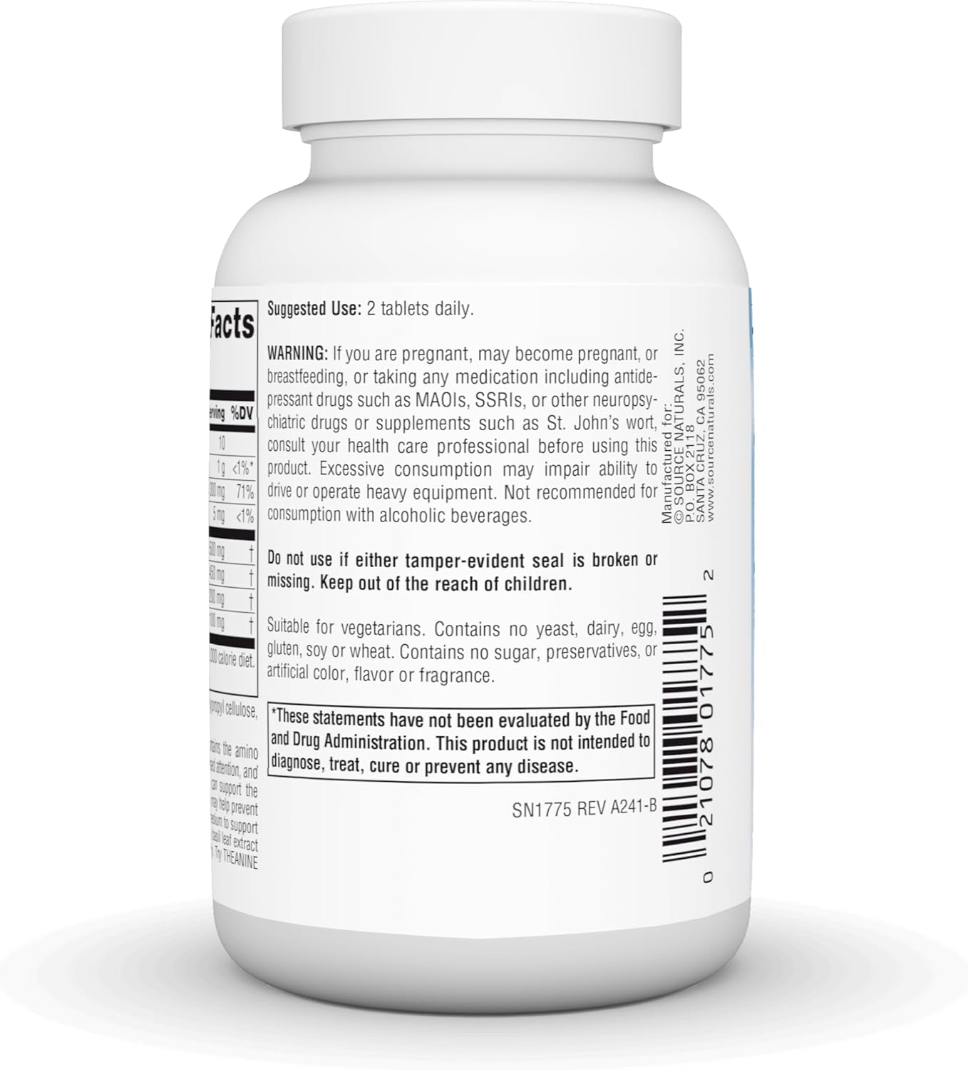 Source Naturals Serene Science L-Theanine with Magnesium and GABA - 60 Tablets - Image 3