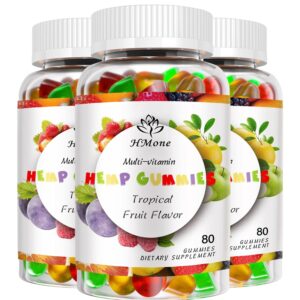 3 Packs Organic Hemp Gummies High Potency with Pure Hemp Oil Extract Vegan Edible Bear Candy - Non-GMO, Vegan, Low Sugar