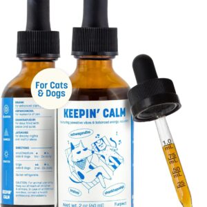 Keepin' Calm Ashwagandha Drops for Dogs & Cats - Calming Aid for Fireworks, Storms, Travel & Separation - Herbal Stress Relief, Non-Drowsy, 60ml
