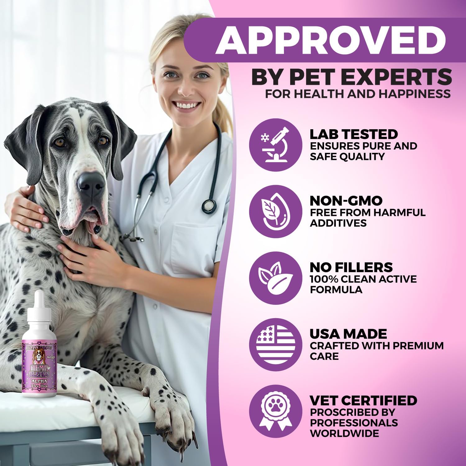 Hippie Dawg Alpha Hemp Oil for Giant Breed Dogs (75+ lbs) - Professional Strength Joint & Mobility Support - High Potency Glucosamine, Hyaluronic Acid & Collagen - 1oz - Image 2