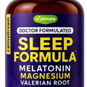 9-in-1 Melatonin Sleep Aid for Adults - USA Made, Lab Tested with Melatonin 5mg and 108mg Magnesium for Sleep - TRAACS, Ashwagandha, Valerian Root, GABA, 5HTP, Herbal Sleep Supplement, Vegan, 60 Caps
