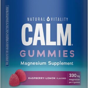 Natural Vitality Calm Magnesium Gummies | 330mg Per Serving | Raspberry Lemon Flavored Supplement | Gluten-Free & Vegan | 240 Count