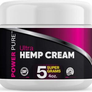 Power Pure Hemp Cream 5 Super Grams 5000MG 4 Ounce Muscle and Joint Rub Made in Colorado with Hemp Oil and Arnica