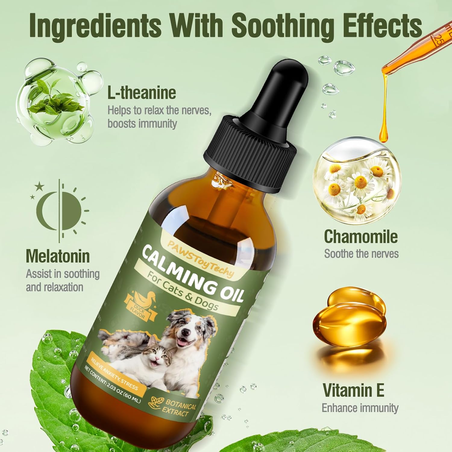 Calming Oil for Dogs & Cats, Relief Stress for Dogs, Reduces Conflict Between Cats Effective Anxiety Relief for Cats 60ml (B) - Image 4