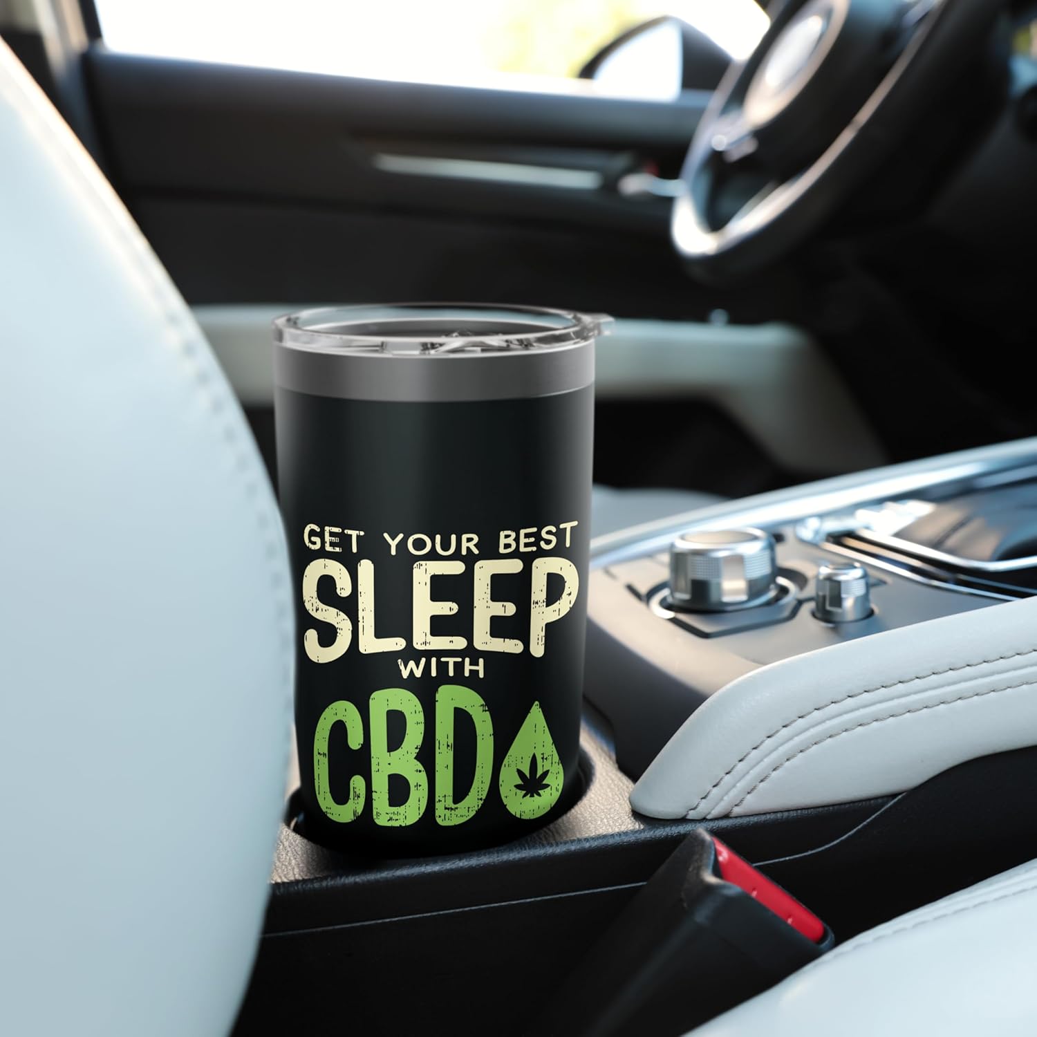 Best Sleep With CBD Vintage Insomnia Hemp Oil Plant Gift Stainless Steel Insulated Tumbler - Image 6