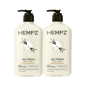 Hempz Age Defying Body Moisturizer, 17 Fl Oz, 2 Pack Bundle - Daily Herbal Moisturizer, Shea Butter Anti-Aging - Body Lotion, Hemp Extract Lotion - Skin Care Products, 100% Pure Organic Hemp Seed Oil