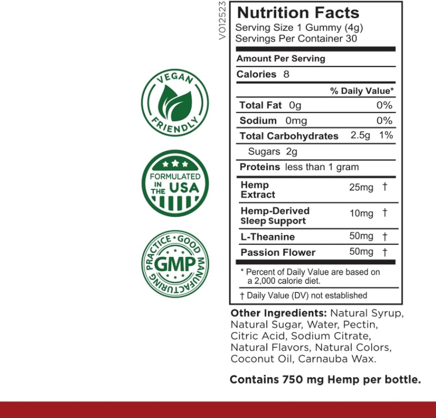 Sleep Gummies with Hemp Extract & L-Theanine Nighttime Calm Support Vegan, Low Sugar 30 Count - Image 8