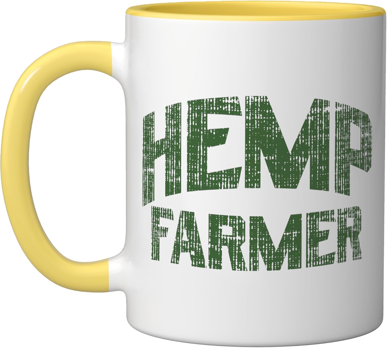 Hemp Farmer Funny Hemp Cannabis CBD Oil Dealer Grower Gift Ceramic Mug, Yellow/White