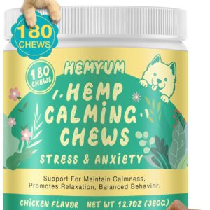 Неmр Calming Chews for Dogs, Anxiety Relief, Sleep Calming Aid, Health & Wellness Supplements for Dog Separation Barking, Chicken Flavor, 180 Chews for All Breeds Ages
