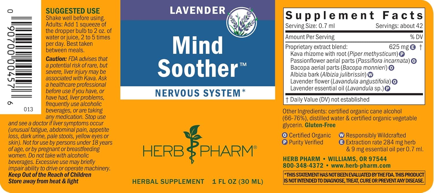 Herb Pharm Certified Organic Mind Soother, Lavender, Liquid Herbal Formula, 1 Fl Oz - Image 8