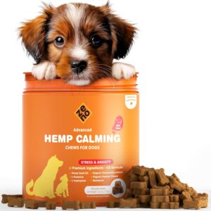 ZENO Hemp Calming Chews for Dogs Anxiety - 150 pcs - Melatonin for Stress Relief, Travel, Check-ups, Barking or Grooming - Dog Calming Treats - Beef Flavor