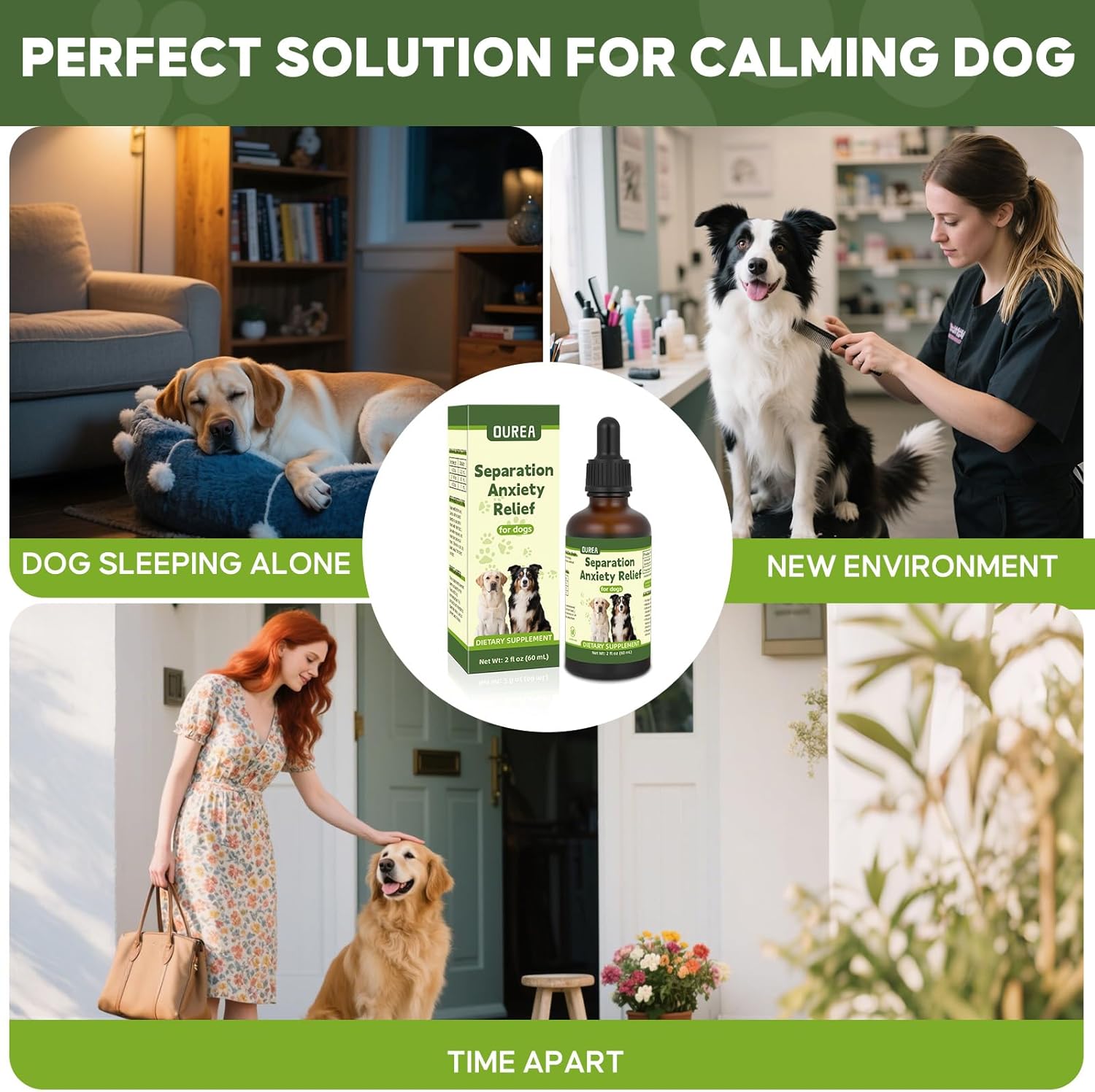 Ourea Separation Anxiety Relief for Dogs, Calming Care for Dogs, Helps Relieve Anxiety During Separation, Valerian Root for Anxiety Drops, Easy to Use (2 fl oz) - Image 3