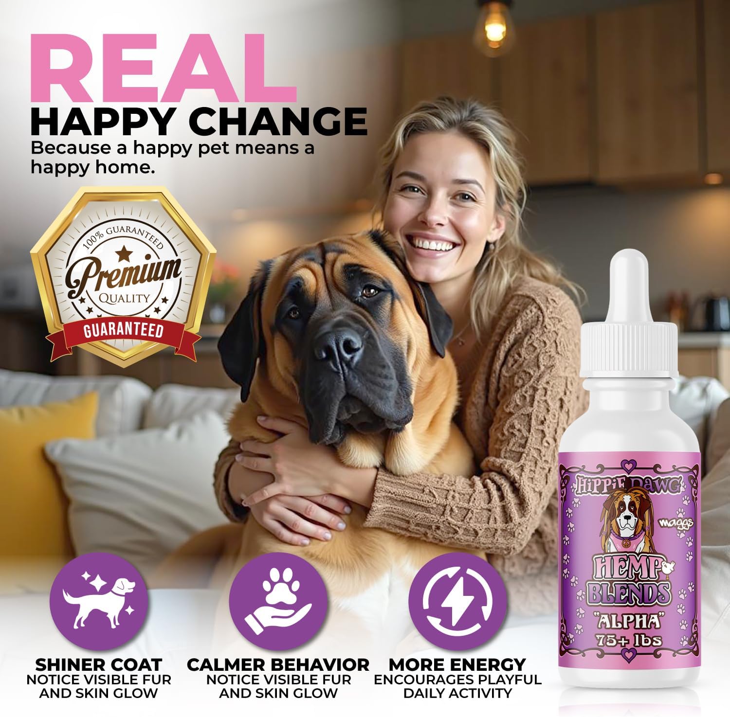 Hippie Dawg Alpha Hemp Oil for Giant Breed Dogs (75+ lbs) - Professional Strength Joint & Mobility Support - High Potency Glucosamine, Hyaluronic Acid & Collagen - 1oz - Image 6