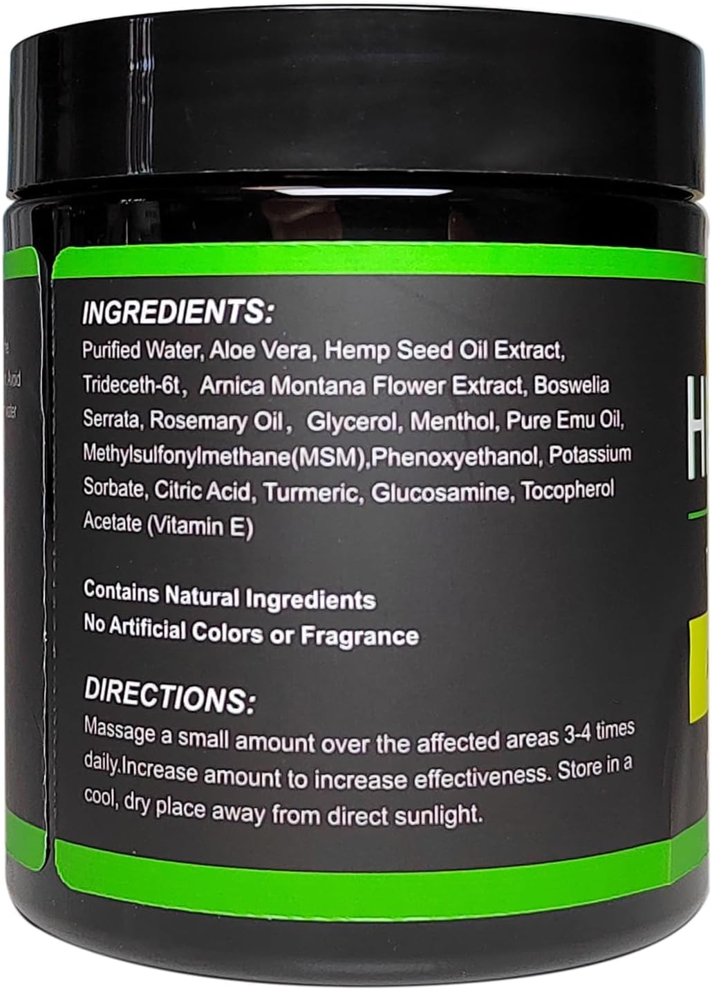 8.5 Oz Hemp Cream with Arnica, Menthol, Aloe, Emu Oil, Turmeric - Image 7