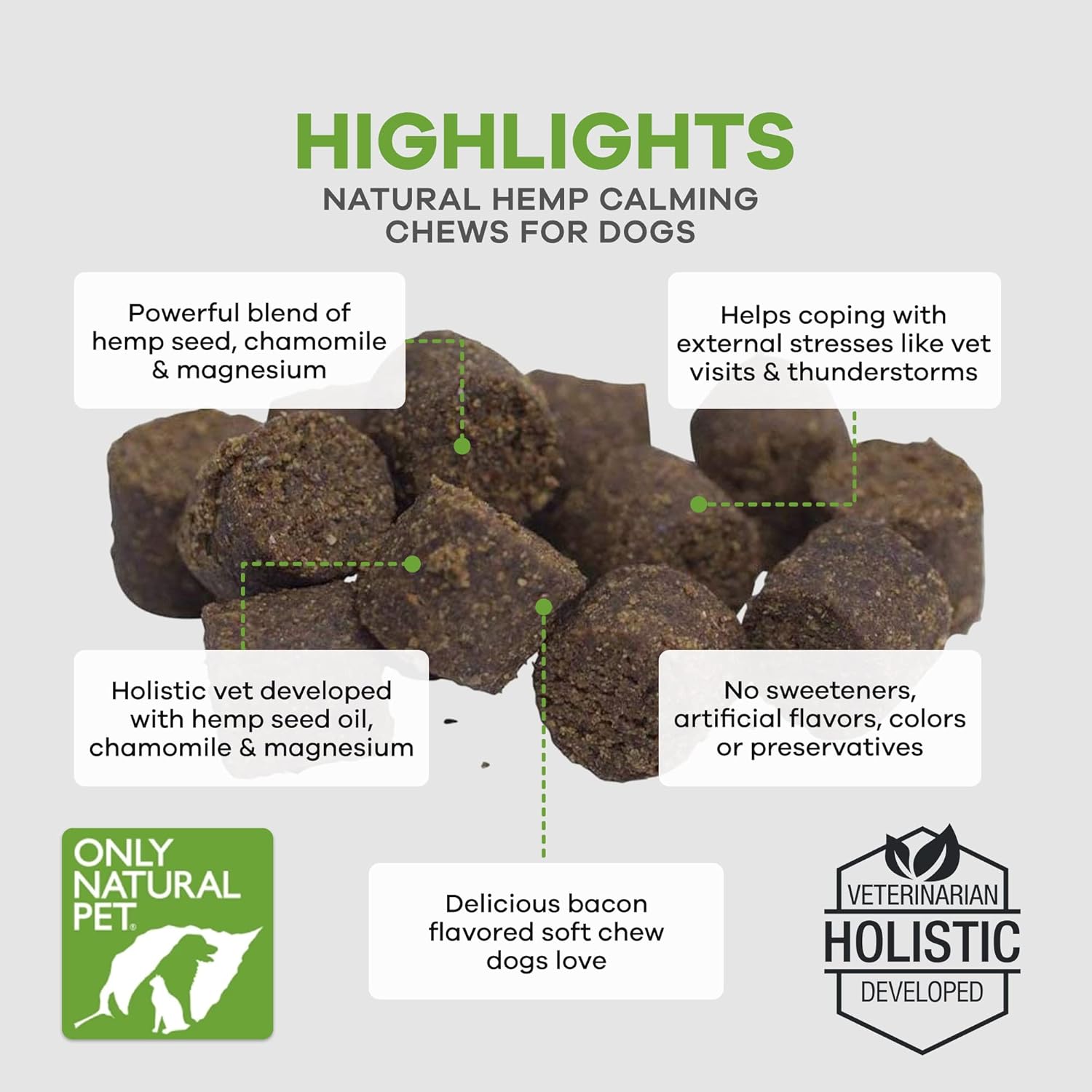 Only Natural Pet - Natural Hemp Soft Chew Bites for Dog Stress & Anxiety Relief - L-Theanine, Chamomile & Lemon Balm - Calming Chews for Dogs - 60 Count - Image 6