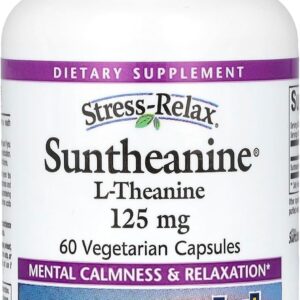 Natural Factors Stress-Relax Suntheanine L-Theanine 125 mg, Non-Drowsy Stress Support for Mental Calmness and Relaxation, 60 Capsules