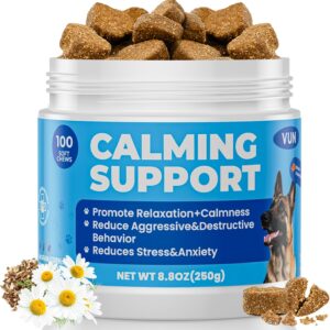 Calming Chews for Dog,Dog Calming Chews Anxiety&Stress Relief Treat with Melatonin,L-Theanine,Sleep Aid for Small/Large Dogs for Separation,Barking,Thunderstorm,Fireworks,Travel,Vet Visit -100 Counts