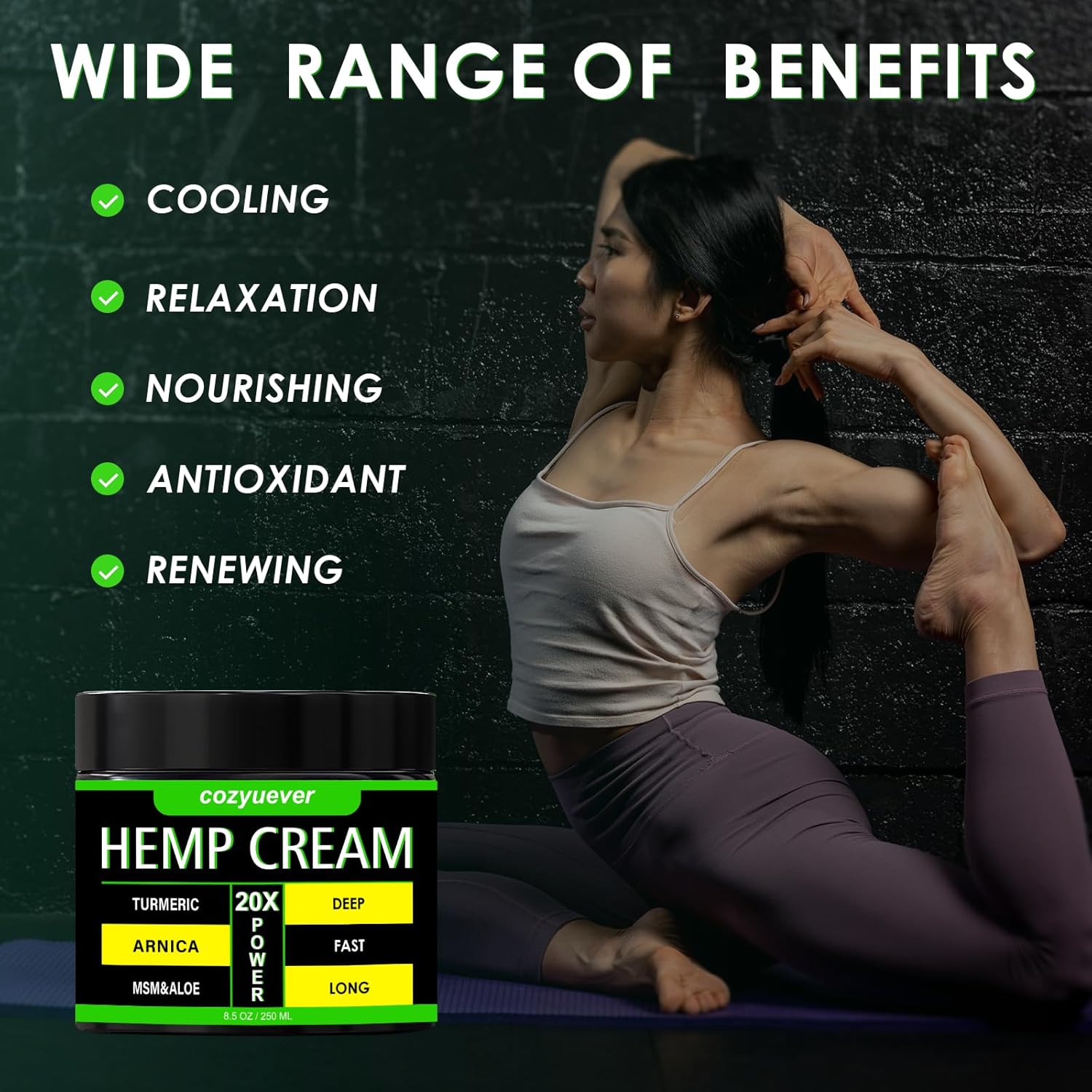 8.5 Oz Hemp Cream with Arnica, Menthol, Aloe, Emu Oil, Turmeric - Image 3