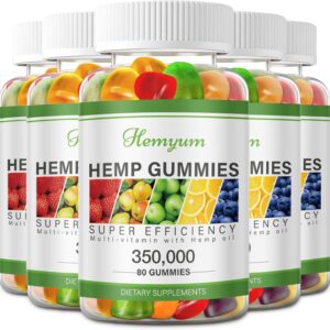 Hemp Gummies 5 Packs - for Sleep, Pain, Anxiety Relief - High Potency Pure Organic Supplement - with Natural Hemp Oil Extract Edible Gummy Vegan, Non-GMO
