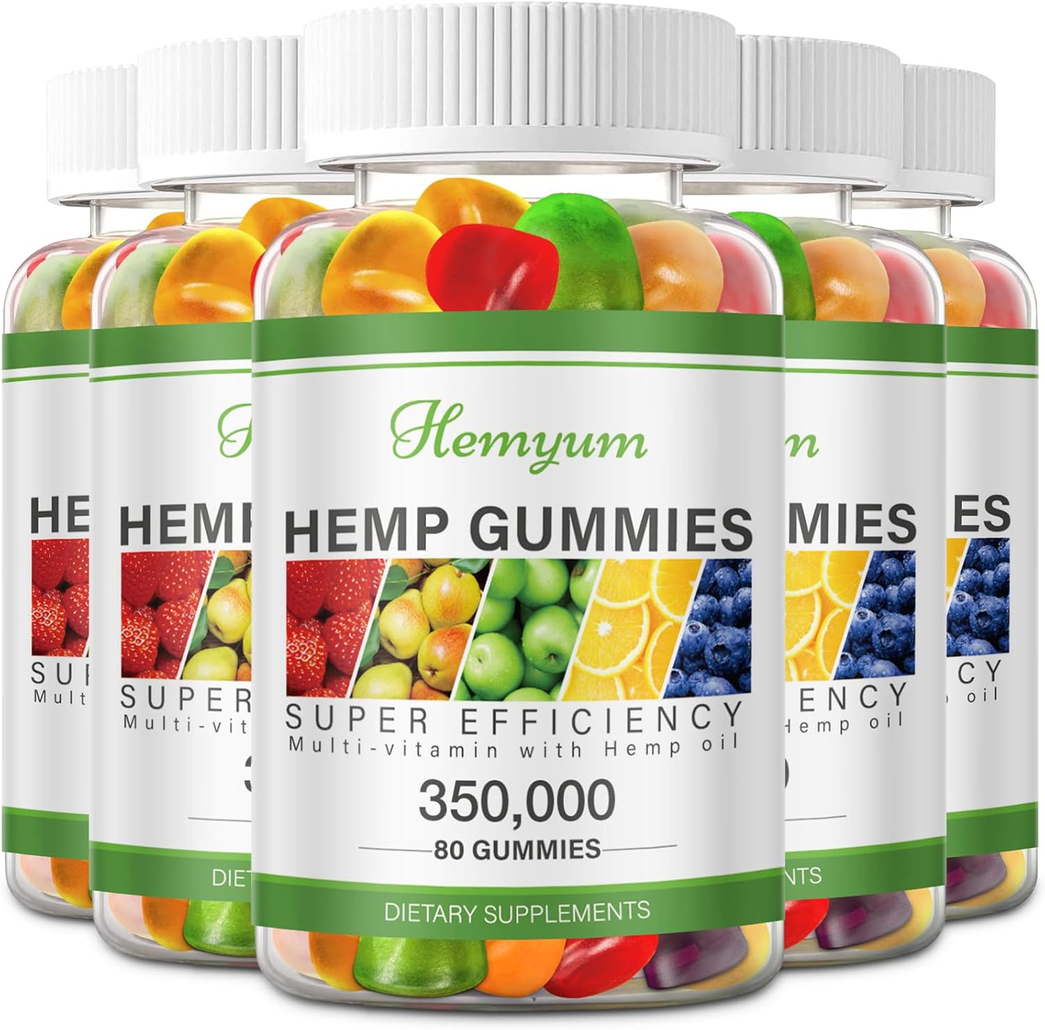 Hemp Gummies 5 Packs - for Sleep, Pain, Anxiety Relief - High Potency Pure Organic Supplement - with Natural Hemp Oil Extract Edible Gummy Vegan, Non-GMO