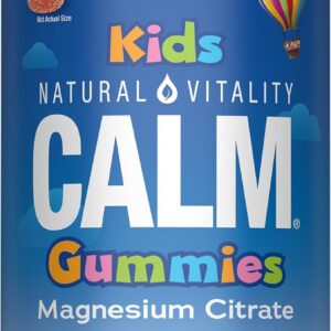 Natural Vitality Calm, Magnesium Citrate Kids Supplement, Stress Relief Gummies, Supports a Healthy Response to Stress, Gluten Free, Vegan, Sweet Citrus, 120 Gummies