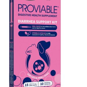 Nutramax Proviable Probiotics for Small Dogs and Cats, Diarrhea Support Kit, Digestive Health Supplement with Multiple Strains of Bacteria, Plus Prebiotics, Kaolin and Pectin, 15 ml Paste and 10 Capsules