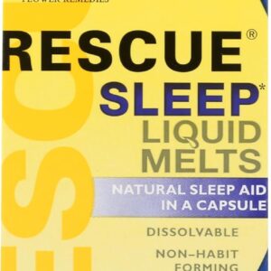 Bach Rescue Sleep Liquid Melts, Natural Orange Vanilla Flavor, Natural Sleep Aid, Stress Relief, Homeopathic Flower Essence, Free of Melatonin, Gluten & Sugar, Non-Alcohol, Non-Narcotic, 28 ct.