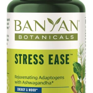 Banyan Botanicals Organic Stress Ease – Adrenal Support & Resilience Supplement – Ashwagandha & Shatavari for Fatigue & Nervous System Balance – 90 Tablets – USDA Organic