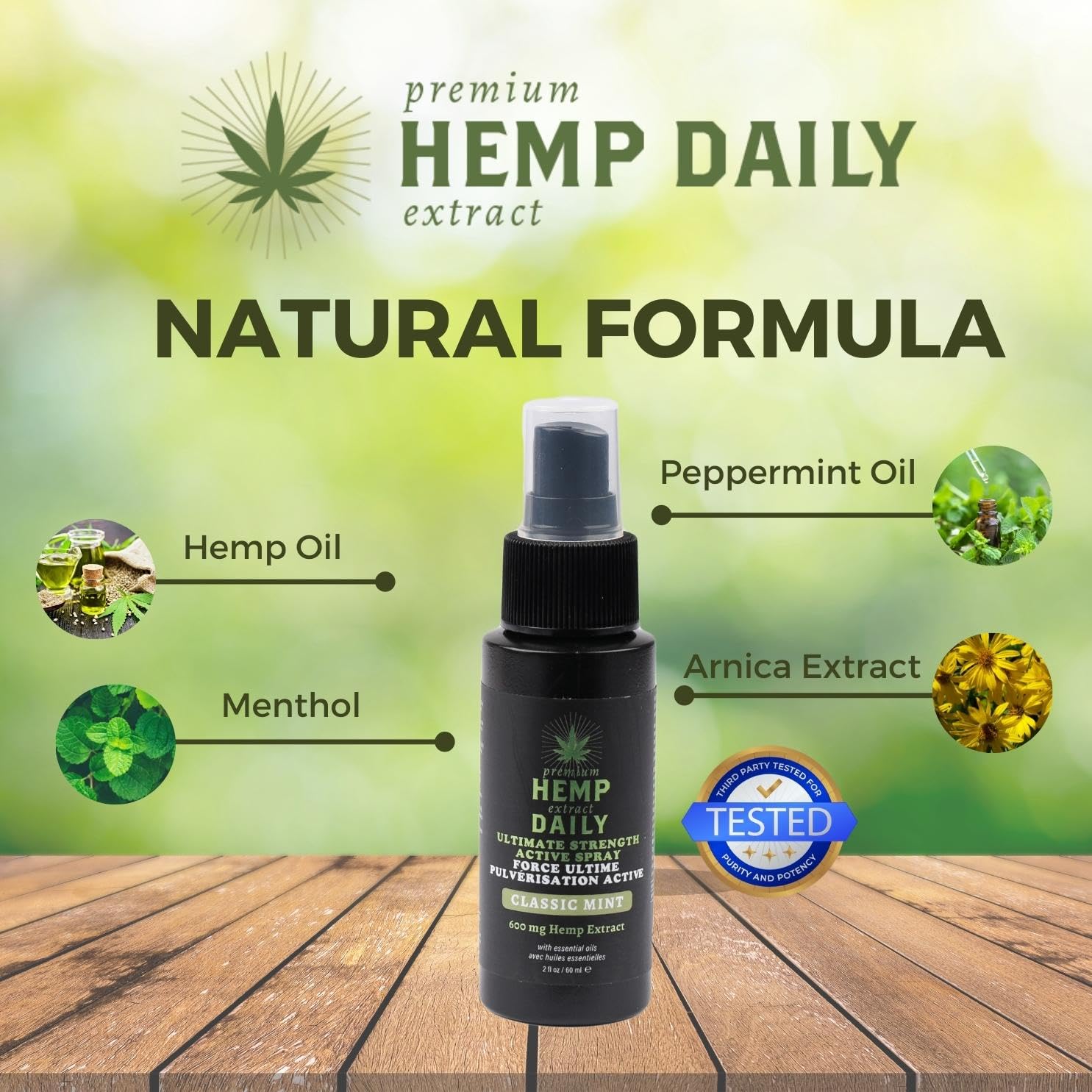 Earthly Body Hemp Daily Ultimate Strength Active Spray | Muscles, Joints, Back and Knee Hemp Spray with Essential Oils | Vegan, Organic Ingredients | Classic Mint, 2 Fluid Ounces - Image 5