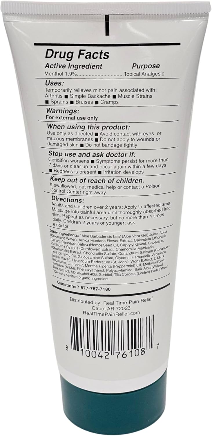 Real Time Pain Relief MAXX Plus - 7oz Tube | Intensive Formula with 19 Natural Ingredients Including Hemp Oil | Fast-Acting Relief for Muscle Pain, Arthritis, Backaches, and More - Image 7