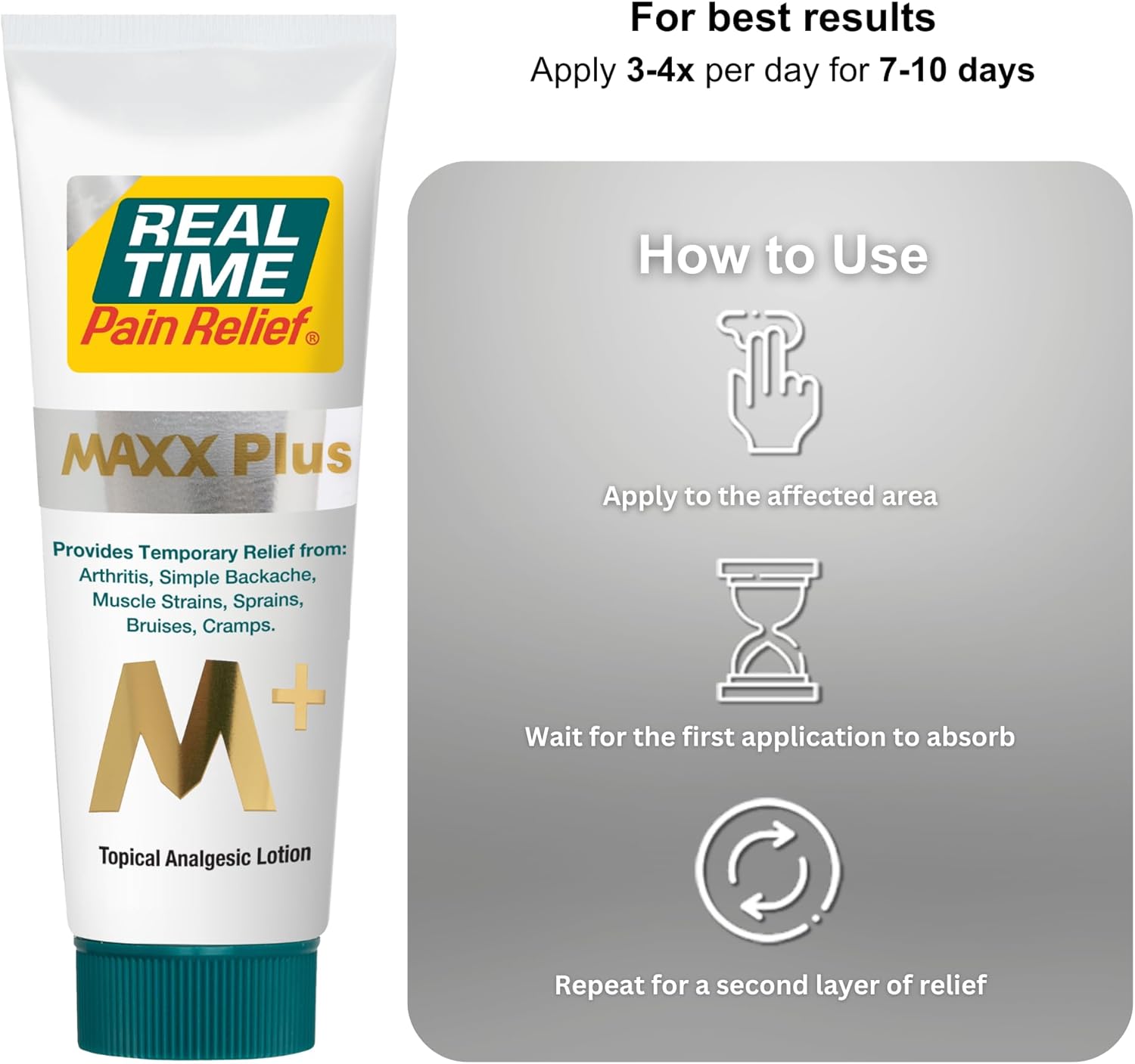 Real Time Pain Relief MAXX Plus - 7oz Tube | Intensive Formula with 19 Natural Ingredients Including Hemp Oil | Fast-Acting Relief for Muscle Pain, Arthritis, Backaches, and More - Image 5