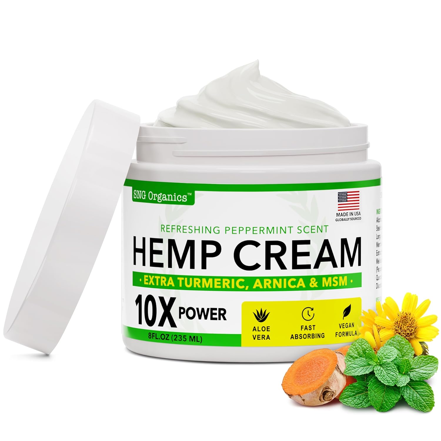 Super Natural Goods Hemp Cream with Hemp Oil, Turmeric, Arnica & Menthol – Botanical Cream with a Cooling Sensation for Localized Application (8oz) - Image 5