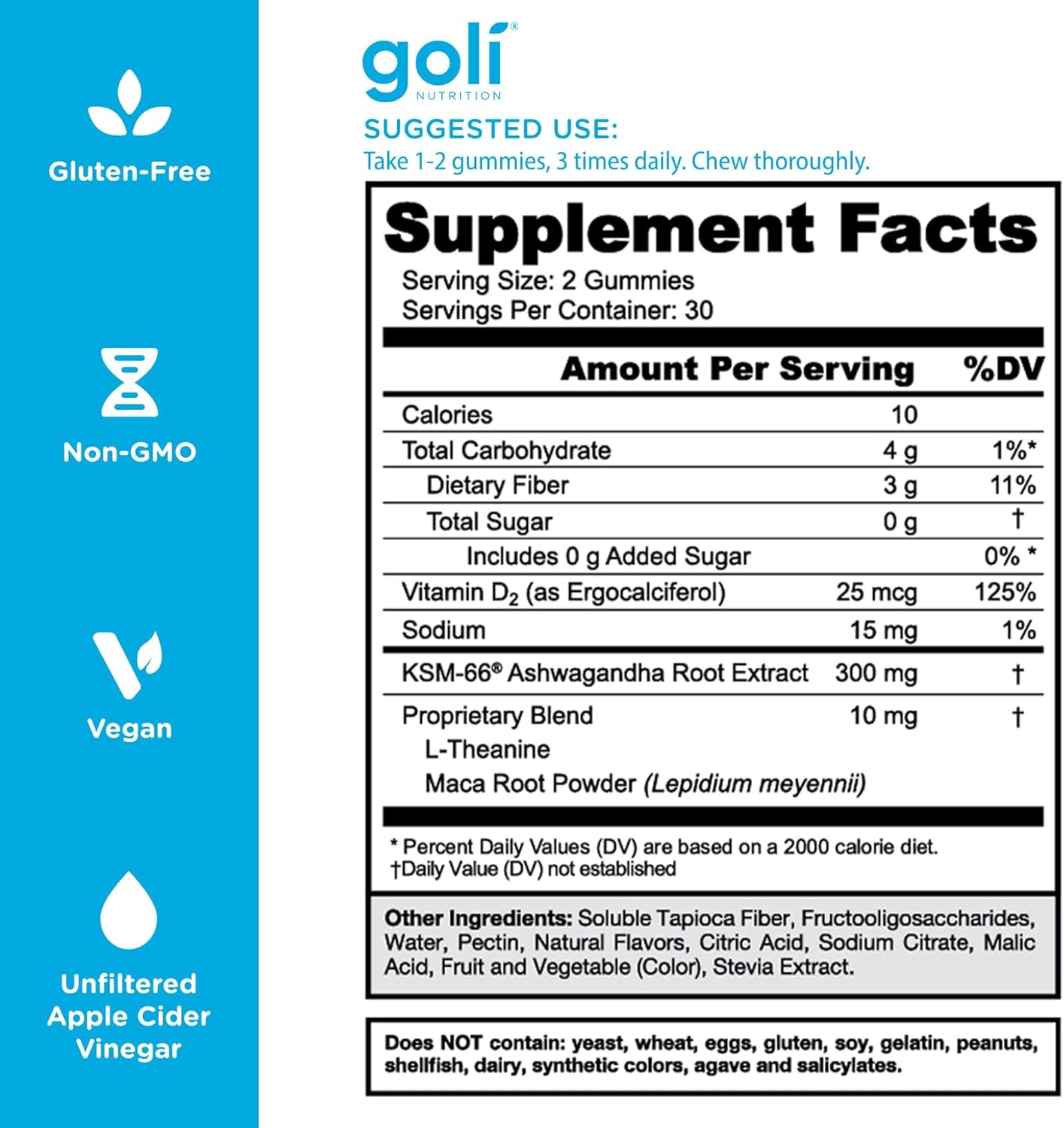 Goli Zero Sugar Ashwagandha & Vitamin D, Maca, L-Theanine Gummies, No Artificial Sweeteners, No Sugar Alcohols. Mixed Berry, KSM-66, Vegan, Plant Based, Non-GMO, Gluten-Free & Gelatin Free. (1) - Image 4
